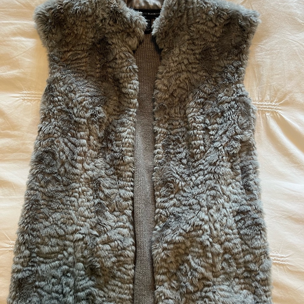 White House Black Market Faux Fur Knit Vest